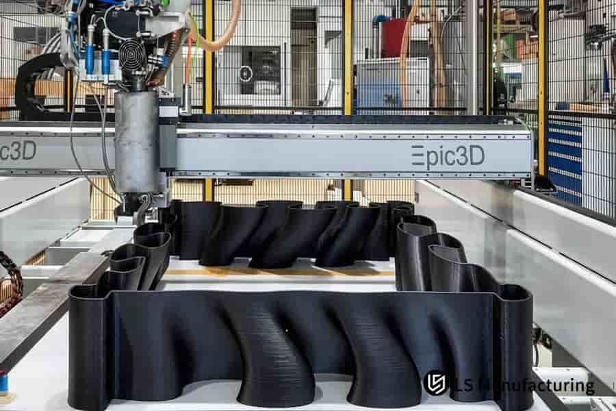 Automated 3D printing support removal tool detaches structures from a large ABS prototype housing.