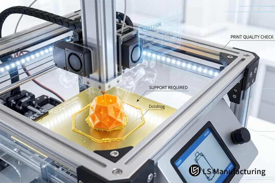 DFM 3D printing quote analysis reduces support structure for SLS-printed nylon 12 aerospace brackets.