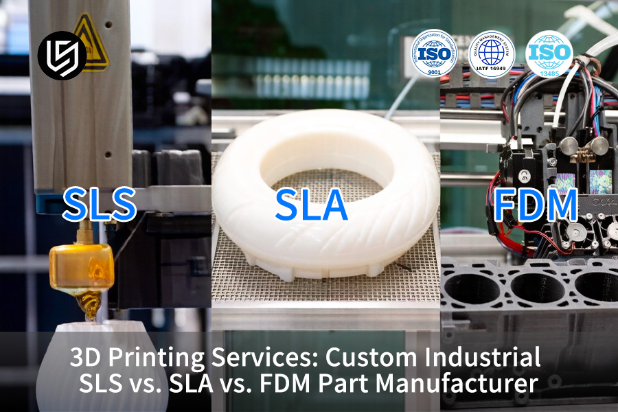 この表は、材料選択と精度に関して、SLS、SLA、FDMの3Dプリンティングサービスを比較したものです。