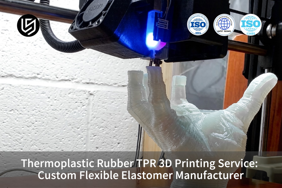 Thermoplastic rubber 3D printing service deposits TPR elastomer for prosthetic finger joints.
