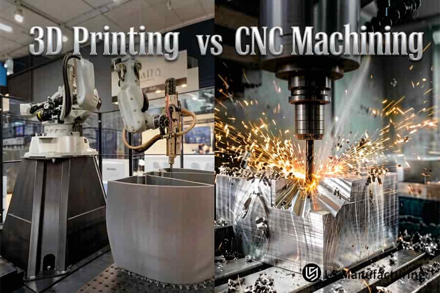 Custom prototyping service quote shows 3D printed and CNC machined ABS housings side by side.