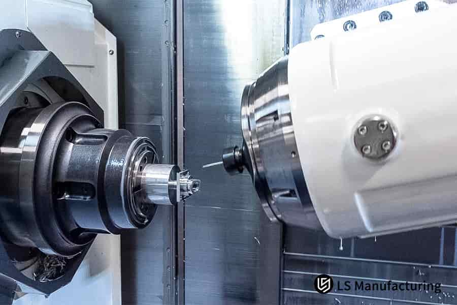 Operating precision CNC machinery on a metal component for local industrial manufacturing partner services.