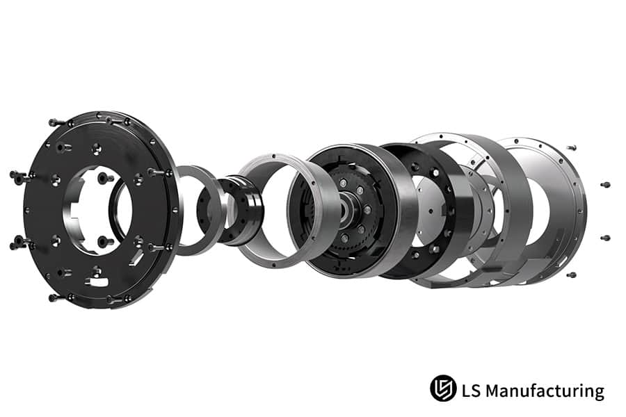 Diagrama explodido de conjunto de engrenagens automotivas da LS Manufacturing
