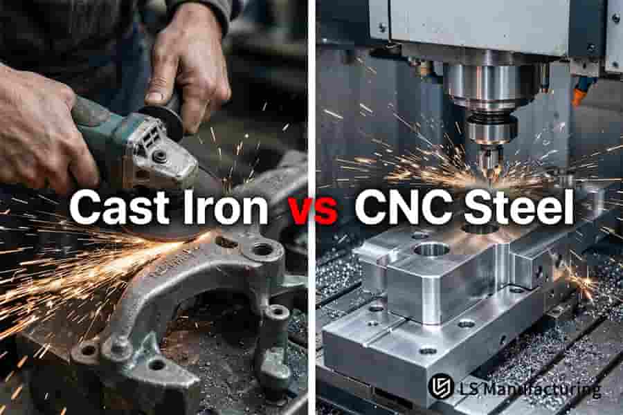 Le meulage manuel élimine les rugosités des faces en fonte tandis que la finition CNC d'un collecteur en acier atteint Ra 0,4 μm.