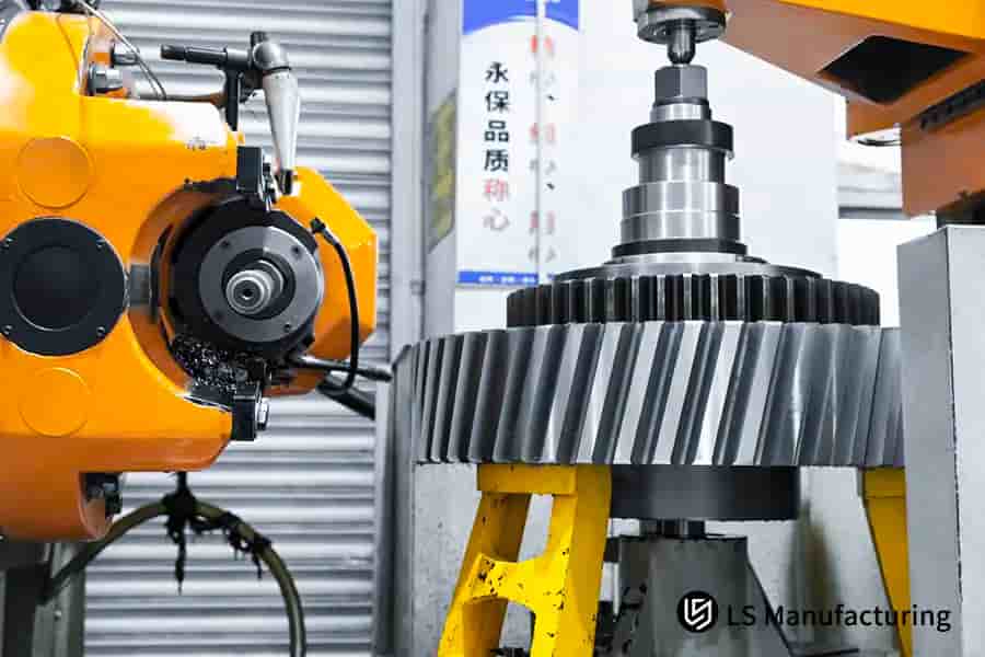 Machining high-tolerance alloy steel custom helical gears for industrial machinery and smooth power transmission.
