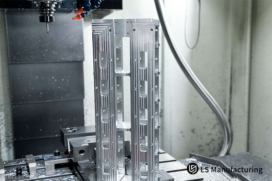 Multi axis CNC machines aluminum aerospace bracket to 0.01 mm positional accuracy.