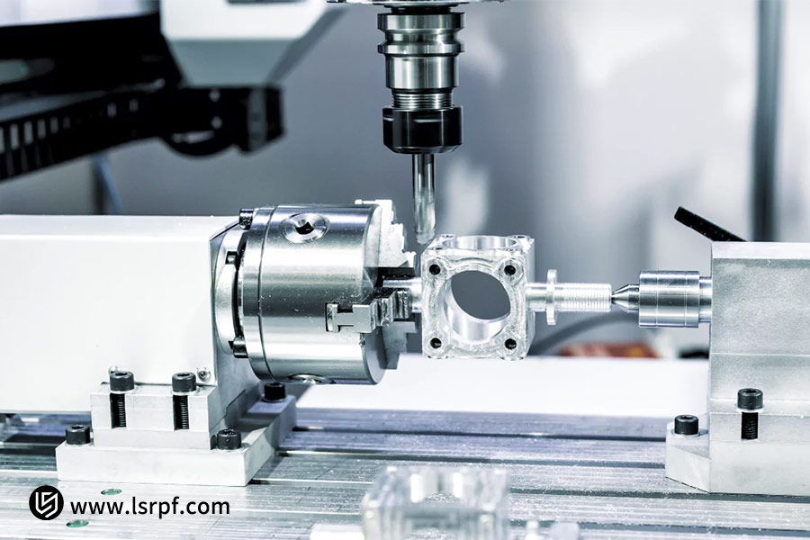 CNC machining a precision metal part for online CNC service and custom component manufacturing.