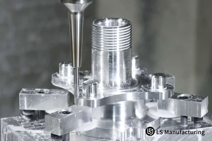 Operating a CNC machine to produce a precision metal sleeve for online custom CNC machining services.