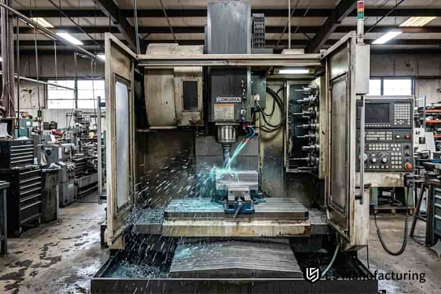Custom CNC parts manufacturer machines titanium aerospace bracket with five axis equipment.