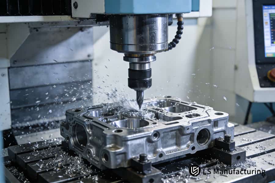 Fresado CNC activo de un cuerpo de válvula hidráulica de aleación de aluminio de alta tolerancia para sistemas de transmisión automotriz de precisión.