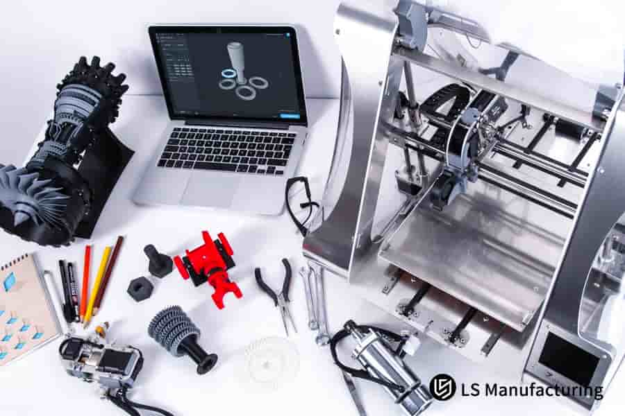 LS Manufacturing によるラップトップと材料ツールを使用した CNC ラピッドプロトタイピングプロセス