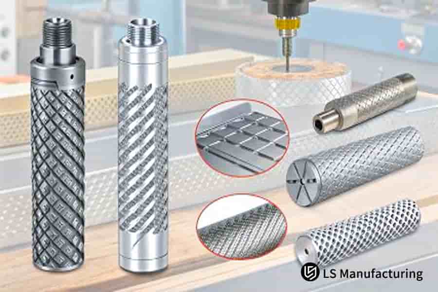 Цилиндры с рифленой поверхностью, изготовленные на станке с ЧПУ из алюминия для улучшения сцепления (LS Manufacturing).jpg