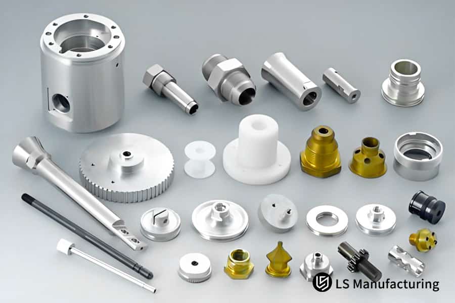 CNC turning of custom metal parts in production line by LS Manufacturing