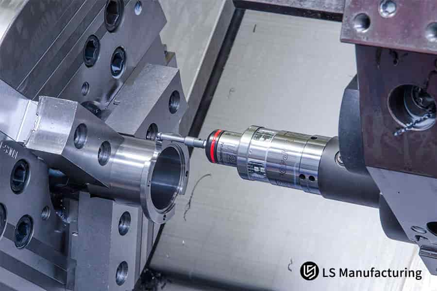Performing high-precision metal turning for LS Manufacturing precision turning and industrial production applications.