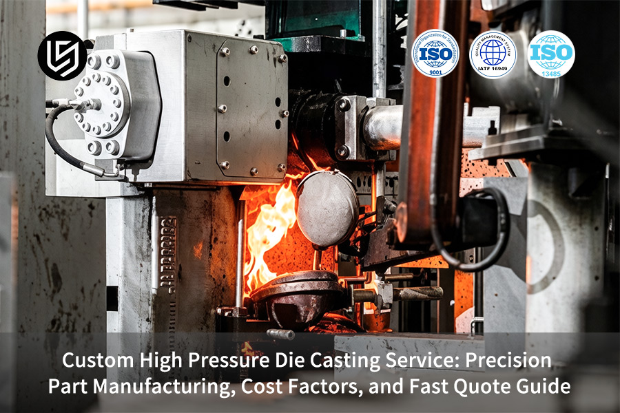 Custom high pressure die casting service injects molten aluminum alloy for precision manufacturing.