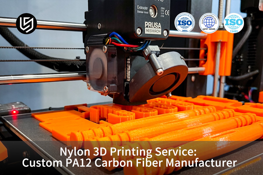 Nylon 3D printing service builds a functional PA12 carbon fiber bracket.