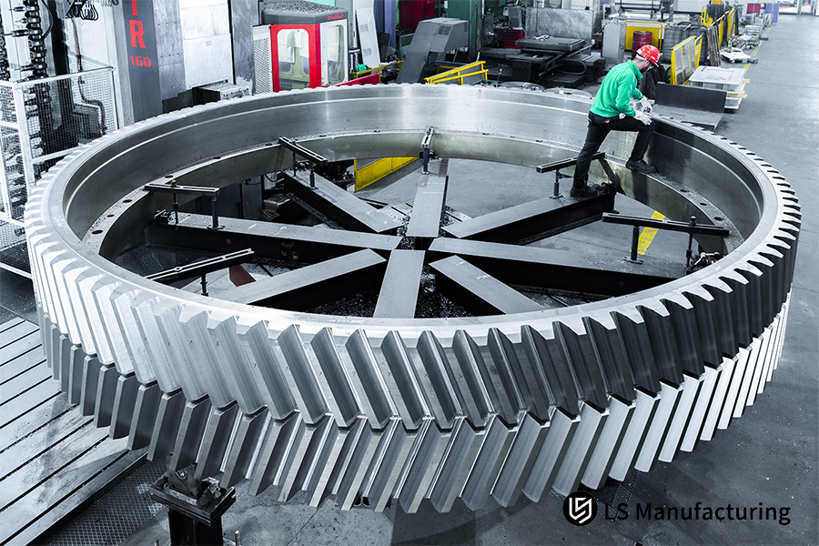 Inspecting a high-tolerance alloy steel helical gear for industrial power transmission systems.