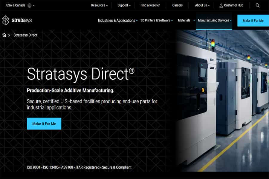 Home page dei servizi di stampa 3D su scala di produzione