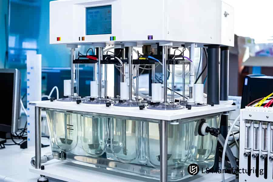 A molding machine processes medical grade polymer for surgical tool housings under defect control.