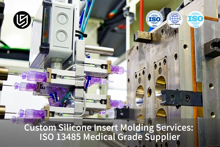 Custom silicone insert molding services produce medical device parts in a cleanroom under ISO 13485 certification.