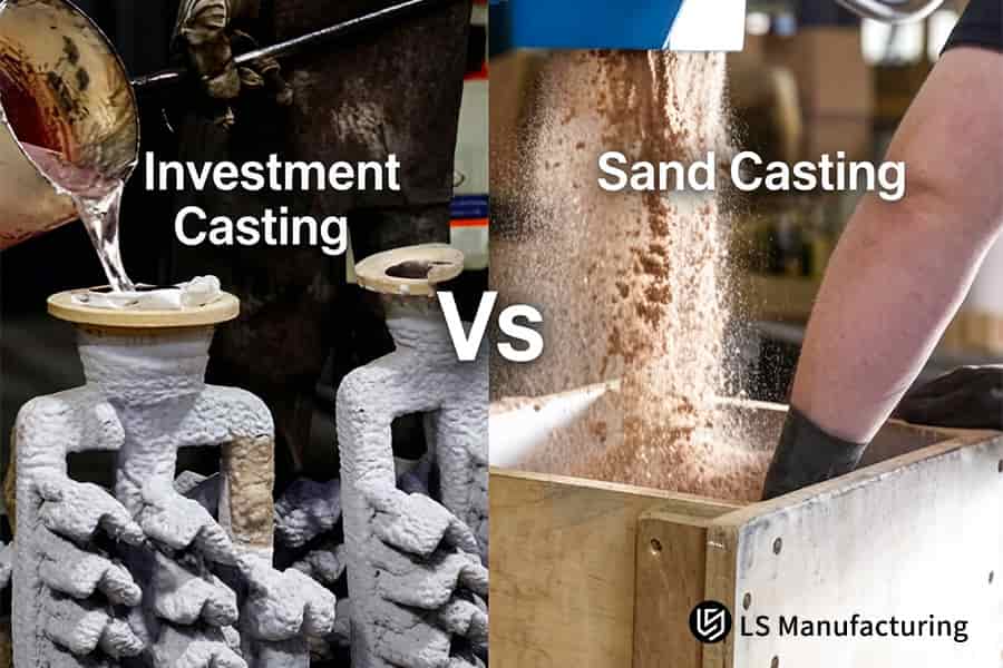 Pouring liquid metal creates intricate investment castings while workers manually ram molding sand tightly.