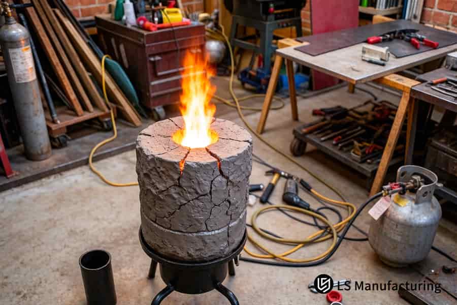 Precision metal casting service heats quartz crucible for industrial foundry.