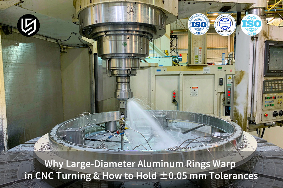 خدمة الخراطة CNC لحلقات الألمنيوم الكبيرة تحافظ على دقة ±0.05 مم.