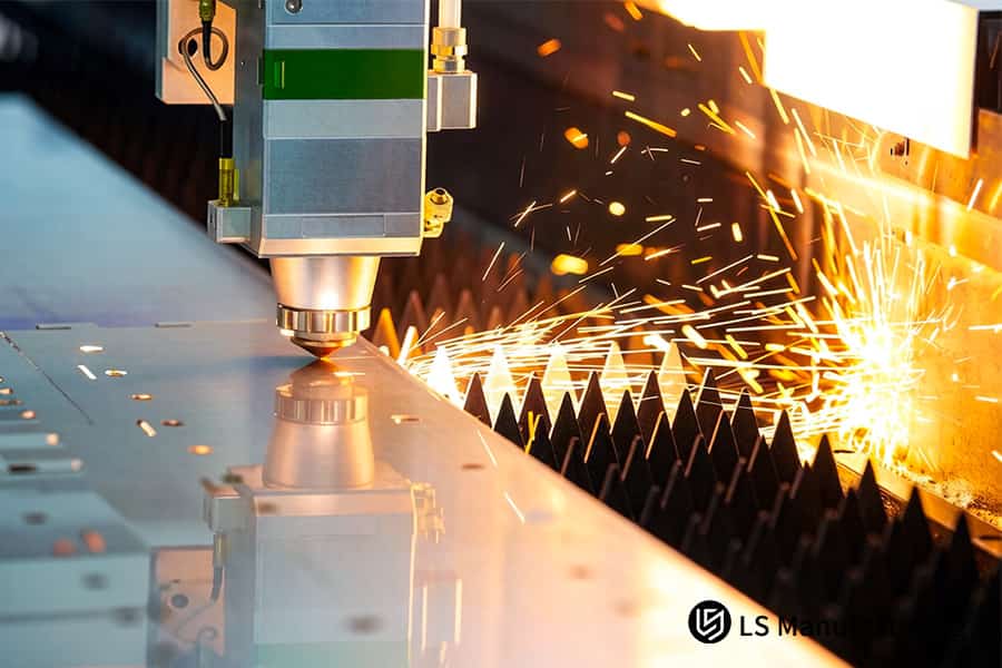 A fiber laser cutting service cuts a steel bracket for aerospace frame or support structure assembly.