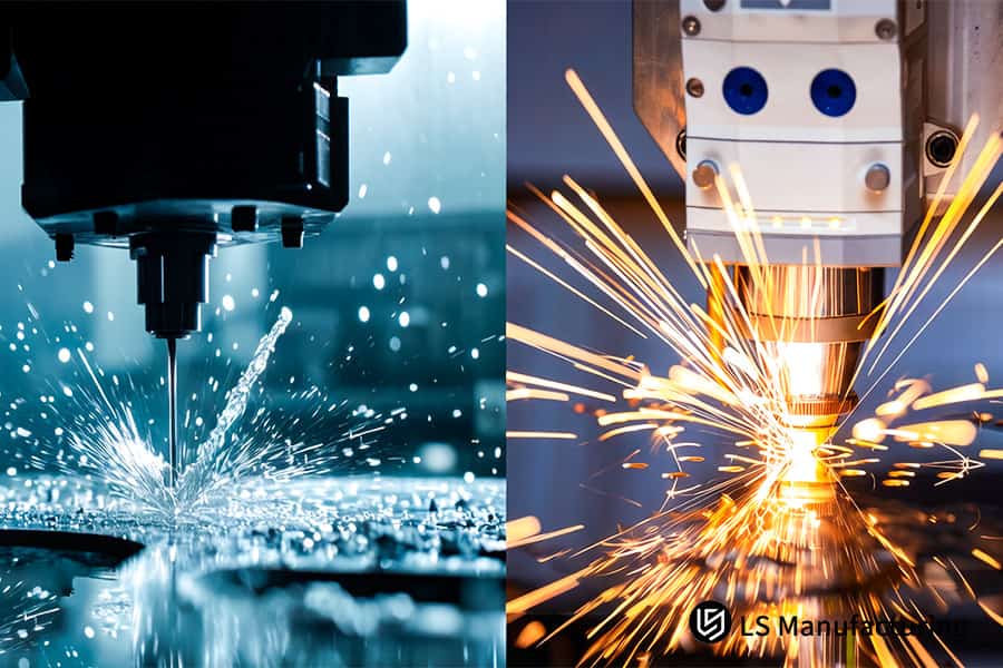 La découpe laser et l'usinage CNC fabriquent des supports en acier au carbone et des blocs en aluminium dans une comparaison d'usine.