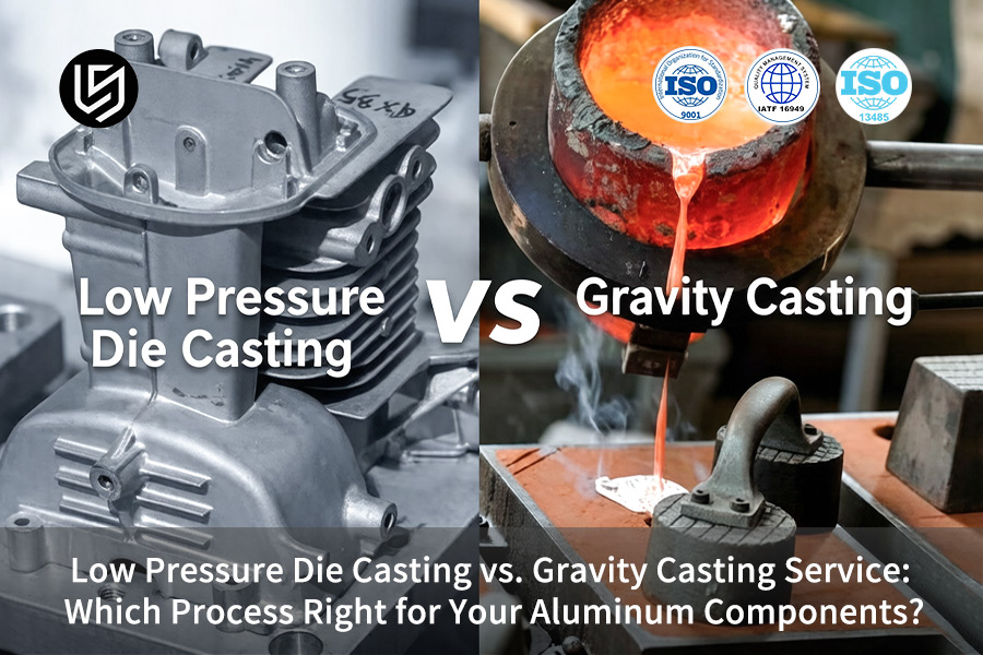 Low pressure vs gravity casting service produces complex aluminum intake manifolds while gravity feeding creates simple steel pipe fittings.