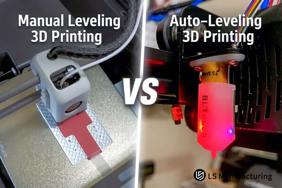 La impresión 3D con nivelación manual versus automática elimina los residuos manualmente versus la calibración automática del sensor.