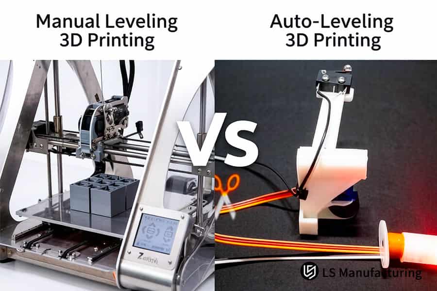La impresión 3D con nivelación manual versus automática requiere girar manualmente las perillas y cortar cables.