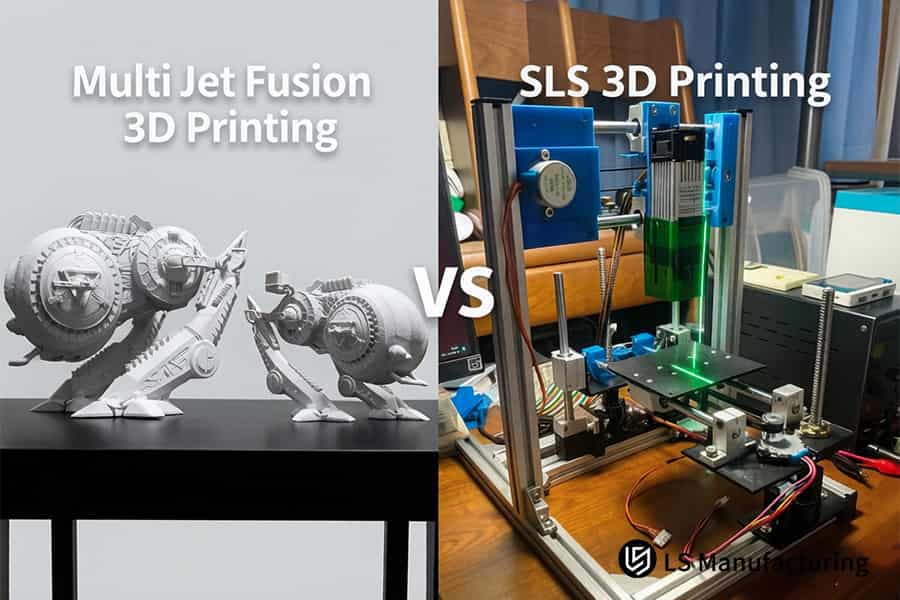 MJF produit des modèles détaillés de droïdes de science-fiction tandis que SLS utilise des systèmes laser faits maison pour prototypage.