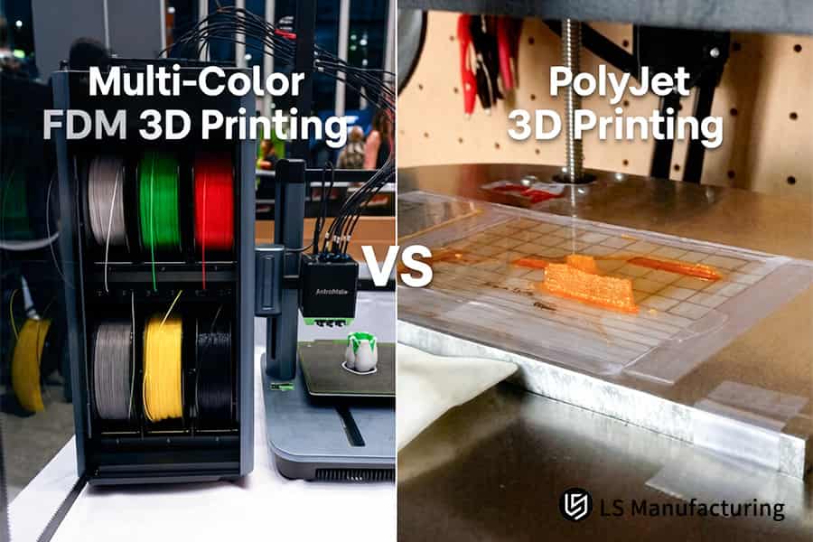 L'impression 3D multicolore FDM vs polyJet crée des structures de grille en utilisant de la résine orange lavable à l'eau.