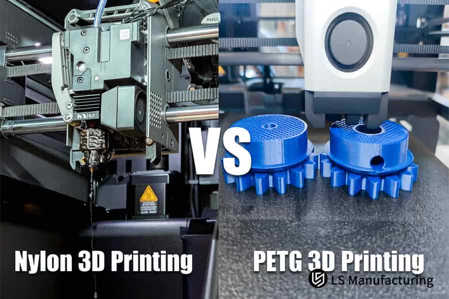 Nylon vs PETG 3D printing creates precision gears for mechanical engineering workshops.