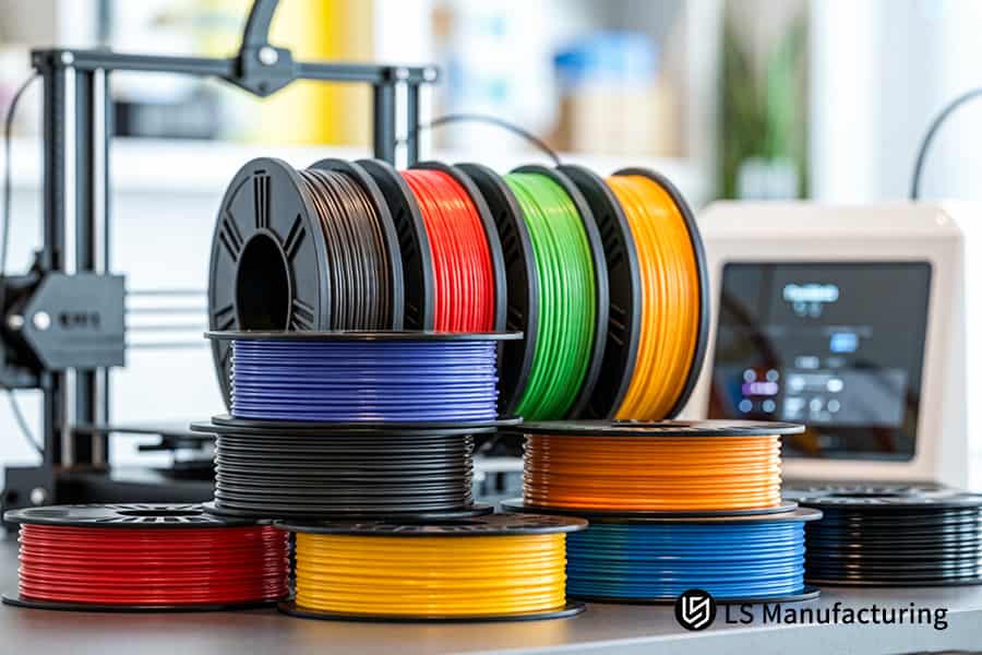 PLA 3D printing service prepares multi color filaments for small batch custom prototype production.