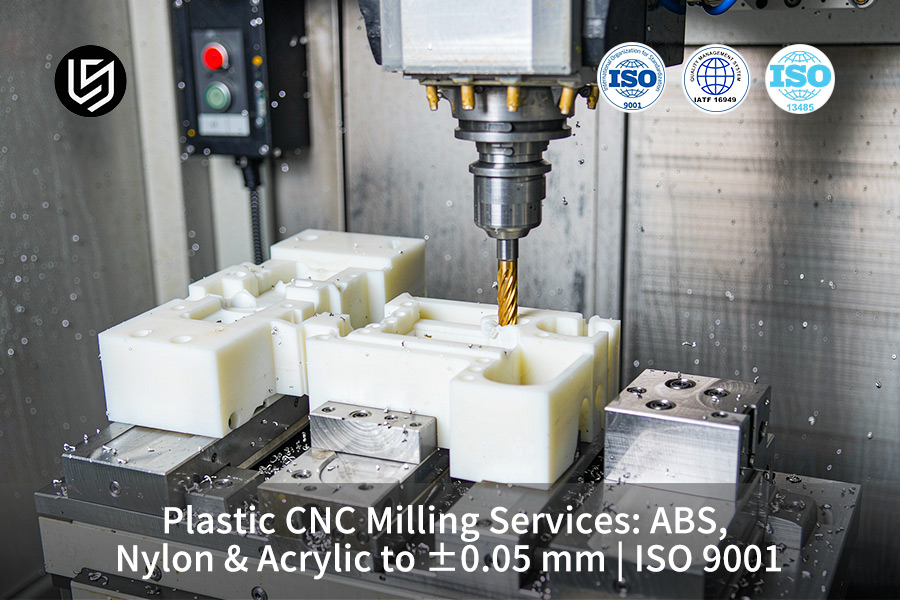 Serviços de fresagem CNC para plásticos ABS com tolerância de ±0,05 mm.