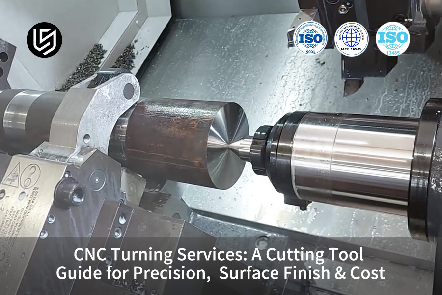Precision CNC turning in action with coolant spray by LS Manufacturing.jpg