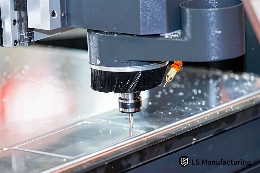 Precision machining polishes edges of cast acrylic display components for optical clarity.