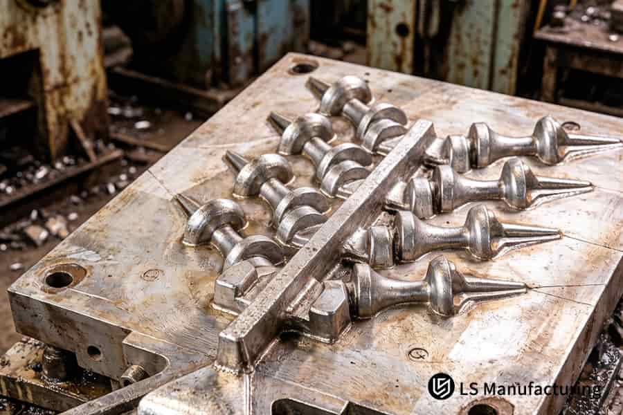 Custom precision casting manufacturer inspects mold cavity for complex geometry.