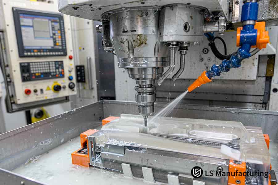 A fresagem CNC de precisão corta acrílico com um acabamento de Ra 0,4 μm.