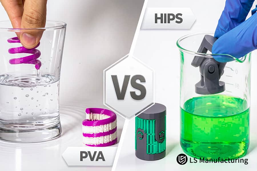 PVA vs HIPS service analyzes material cost for printing and dissolving supports on engine block prototypes.