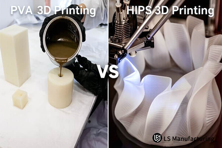 PVA vs HIPS compares the ease of support removal and final detail on miniature action figures.