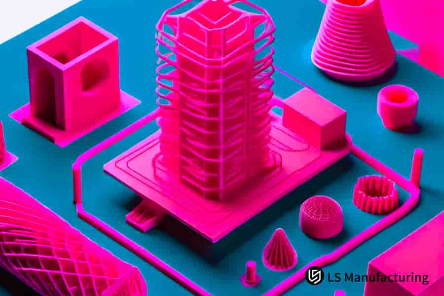 Crea intrincados modelos arquitectónicos de polímeros de color rosa cian para planificación urbana y servicios de creación rápida de prototipos