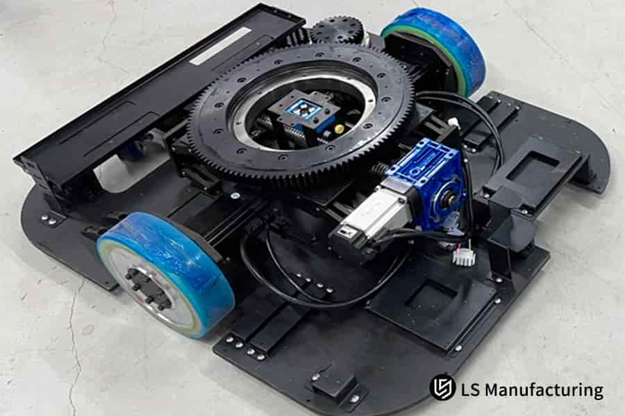 Caixa de engrenagens robótica em chassi de robô móvel da LS Manufacturing