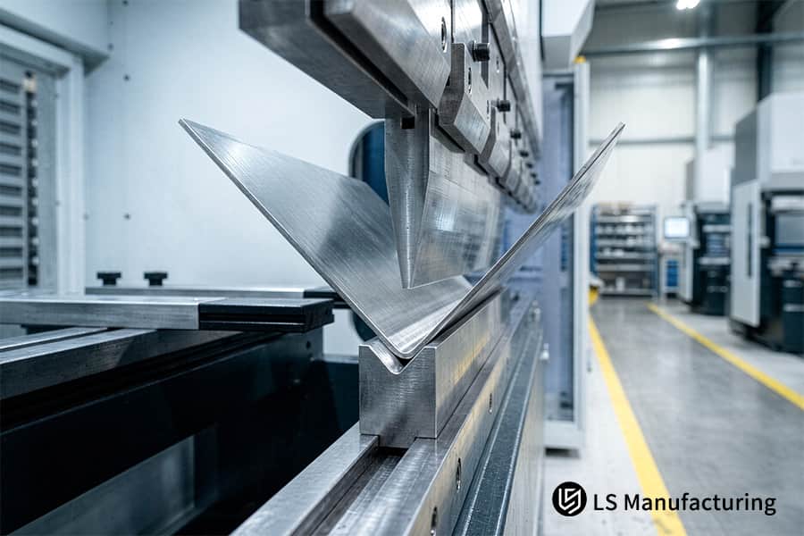 Mit einem Biegeradiuswerkzeug lassen sich präzise scharfe Ecken an verzinktem Stahlblech formen.