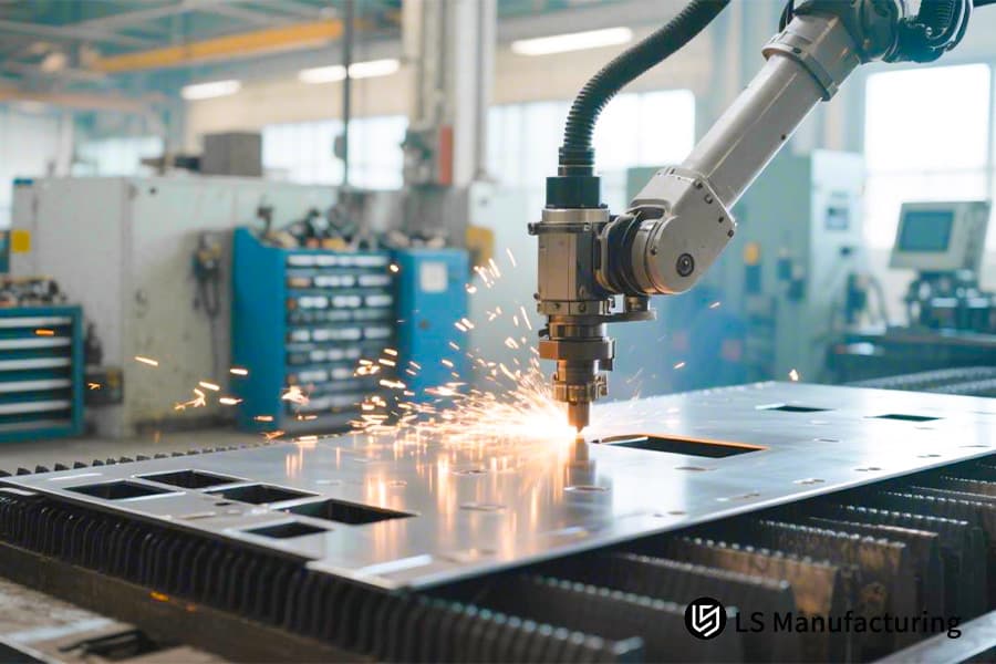 弯曲折弯机上的钢安装支架，以便组装到工业输送系统框架中。