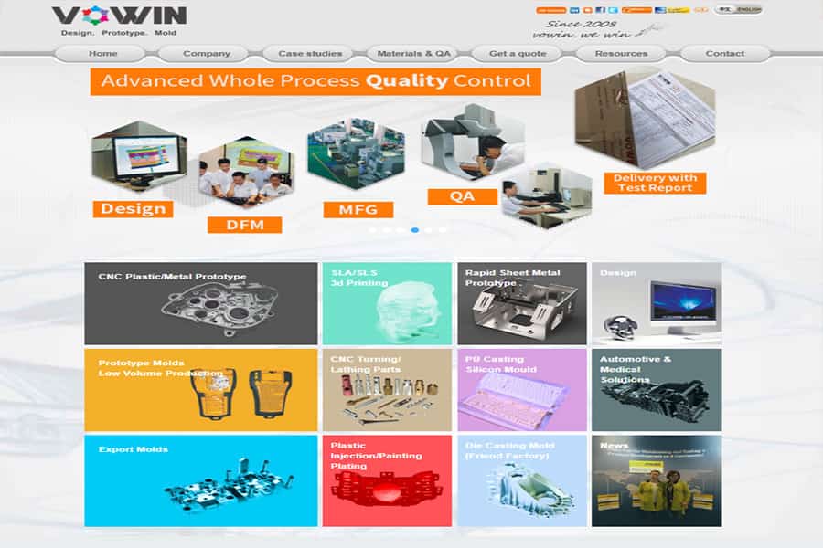 The Vowin website offers precision laser cutting and forming services for stainless steel industrial parts.
