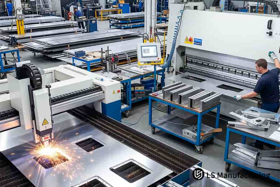 Un lavoratore monitora la fabbricazione di precisione della piastra in alluminio 6061 per l'alloggiamento dei sensori automobilistici.