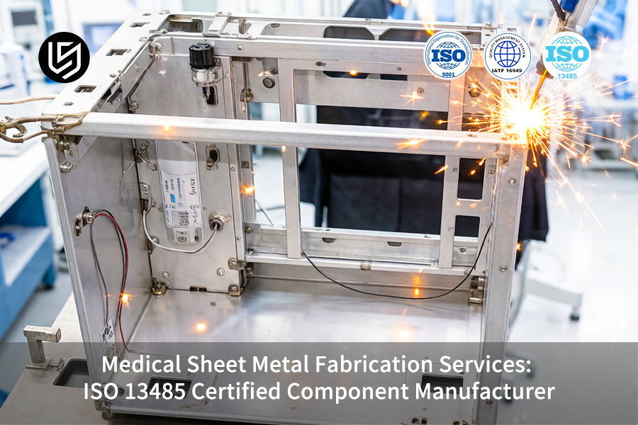 Assembling a metal frame with sparks demonstrates an ISO 13485 metal component manufacturer's process.